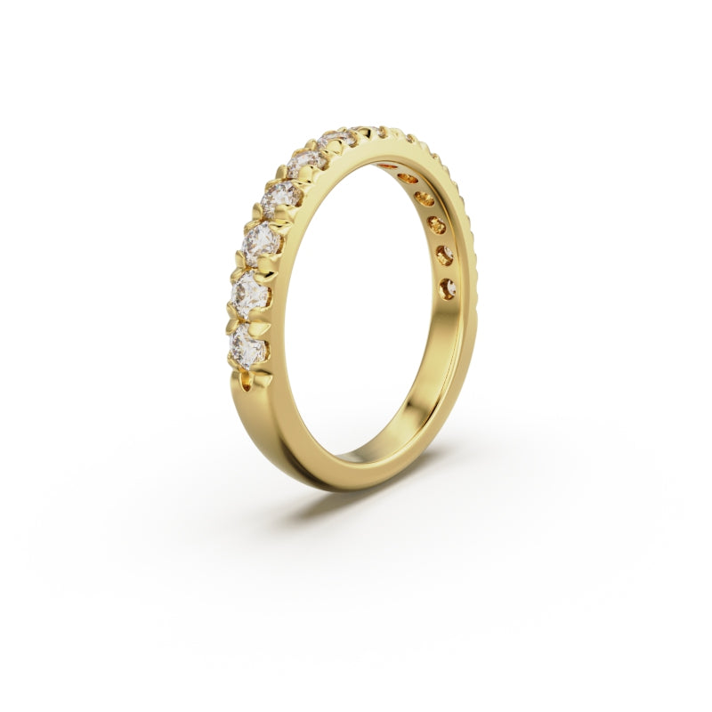 18K Yellow Gold French Pavé Diamond Anniversary Ring - Circle of Diamond