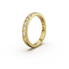 18K Yellow Gold French Pavé Diamond Anniversary Ring