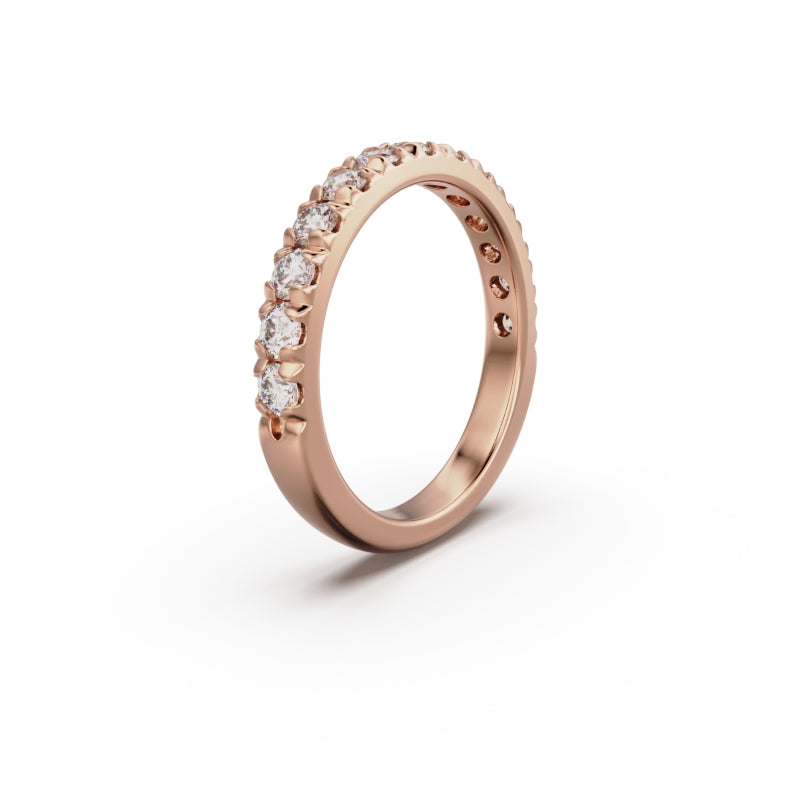18K Rose Gold French Pavé Diamond Anniversary Ring - Circle of Diamond