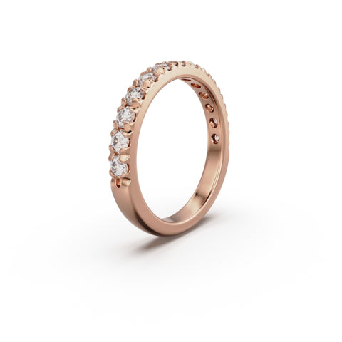 18K Rose Gold French Pavé Diamond Anniversary Ring