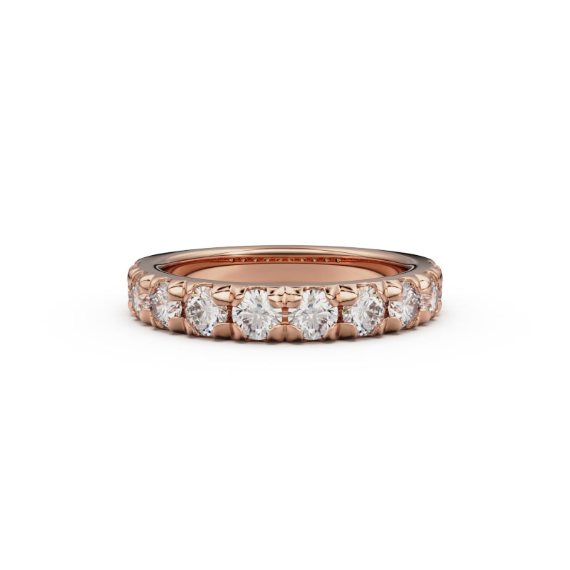 18K Rose Gold French Pavé Diamond Anniversary Ring - Circle of Diamond