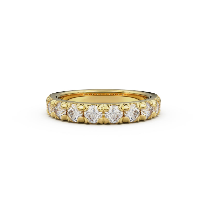 18K Yellow Gold French Pavé Diamond Anniversary Ring - Circle of Diamond