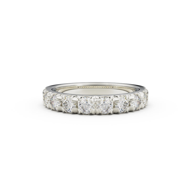 18K White Gold French Pavé Diamond Anniversary Ring - Circle of Diamond