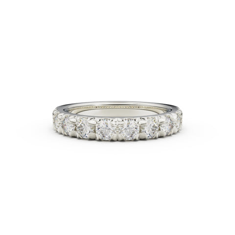 18K White Gold French Pavé Diamond Anniversary Ring