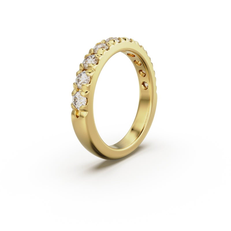 18K Yellow Gold French Pavé Diamond Anniversary Ring - Circle of Diamond