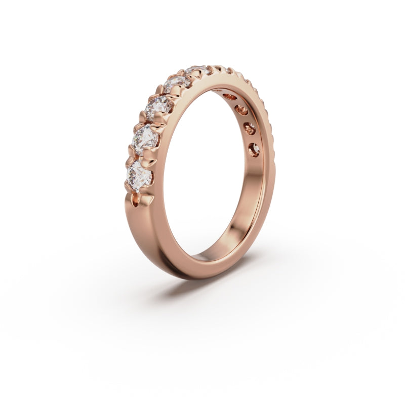 18K Rose Gold French Pavé Diamond Anniversary Ring - Circle of Diamond