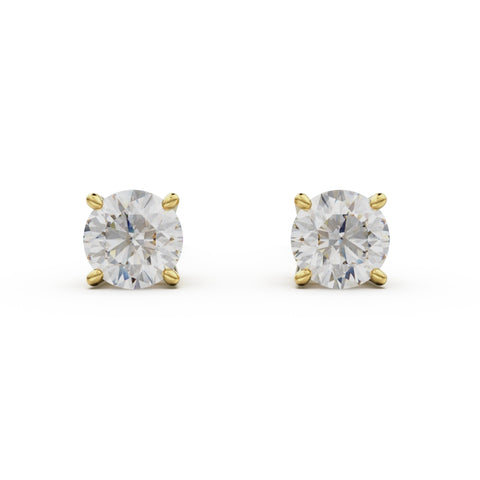 18K Yellow Gold Four Prong Stud Earrings