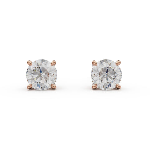 18K Rose Gold Four Prong Stud Earrings