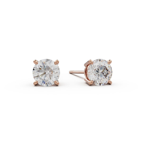 18K Rose Gold Four Prong Stud Earrings