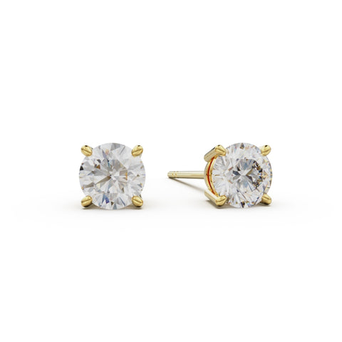 18K Yellow Gold Four Prong Stud Earrings