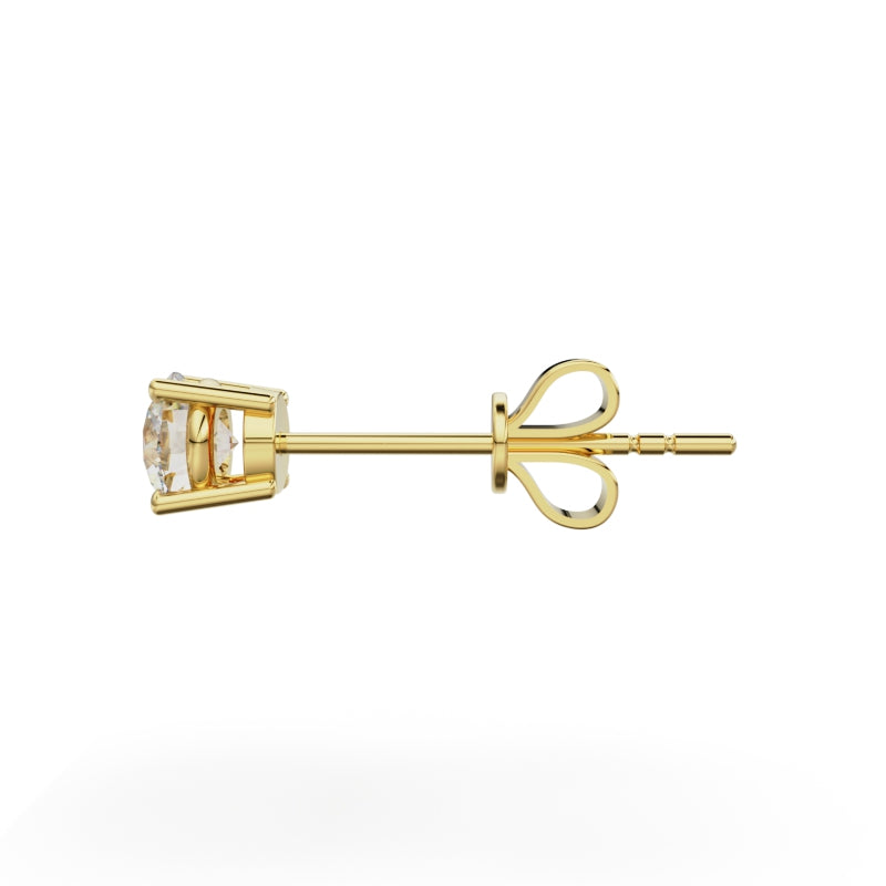 18K Yellow Gold Four Prong Stud Earrings - Circle of Diamond