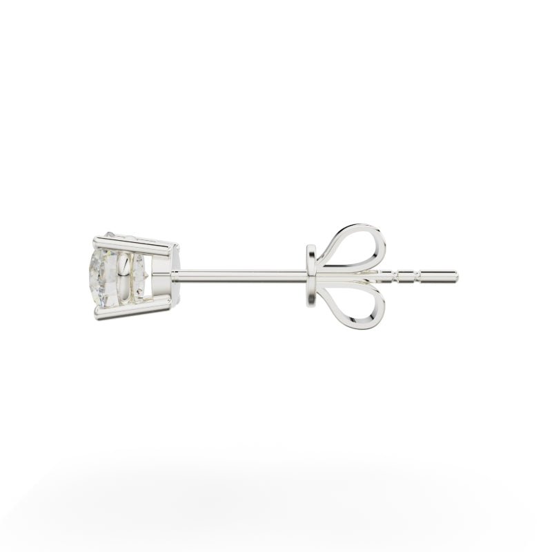 18K White Gold Four Prong Stud Earrings - Circle of Diamond