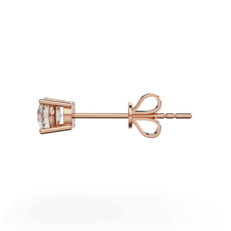 18K Rose Gold Four Prong Stud Earrings - Circle of Diamond