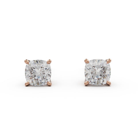 18K Rose Gold Four Prong Stud Earrings