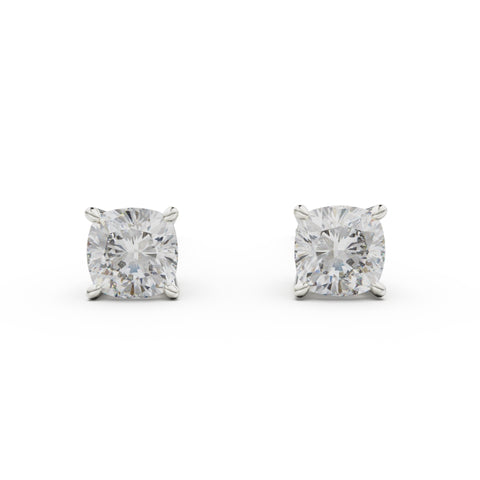 18K White Gold Four Prong Stud Earrings