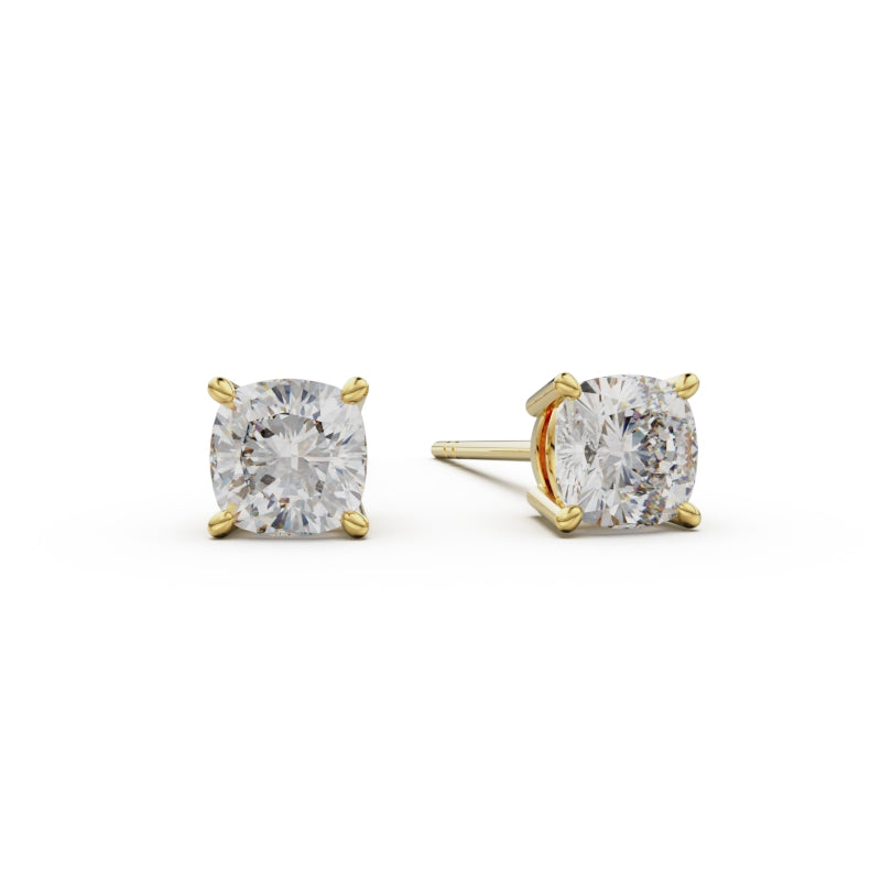 18K Yellow Gold Four Prong Stud Earrings - Circle of Diamond