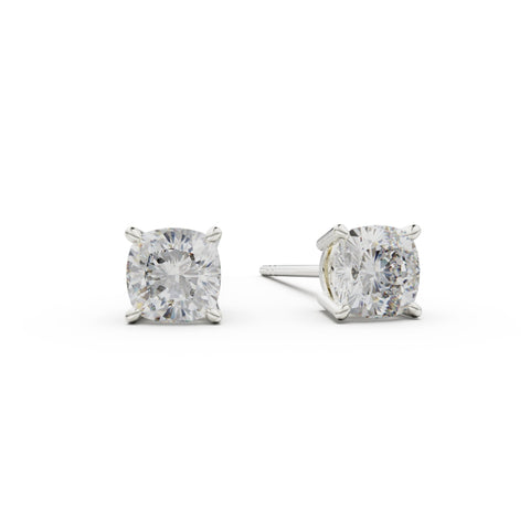 18K White Gold Four Prong Stud Earrings