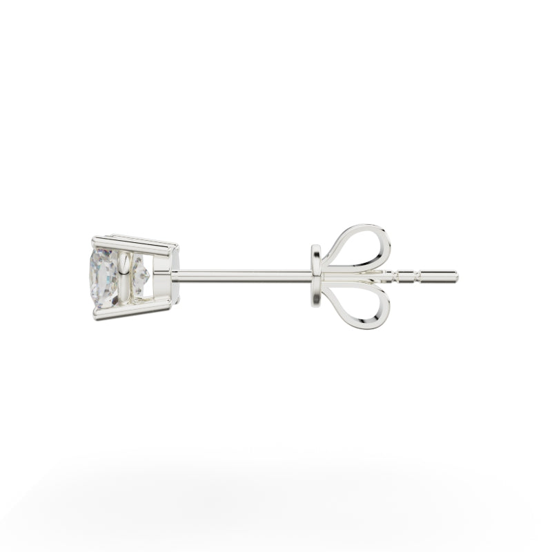 18K White Gold Four Prong Stud Earrings - Circle of Diamond