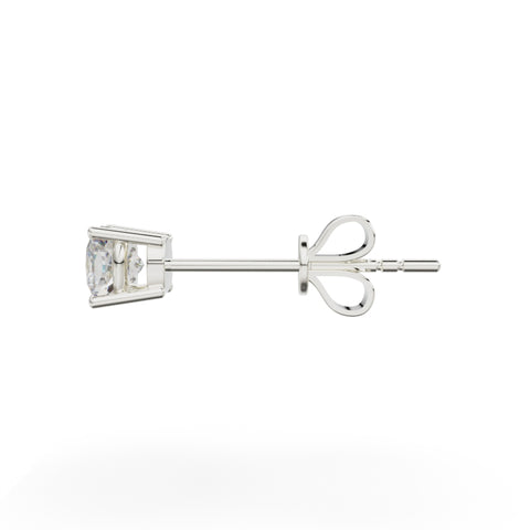 18K White Gold Four Prong Stud Earrings