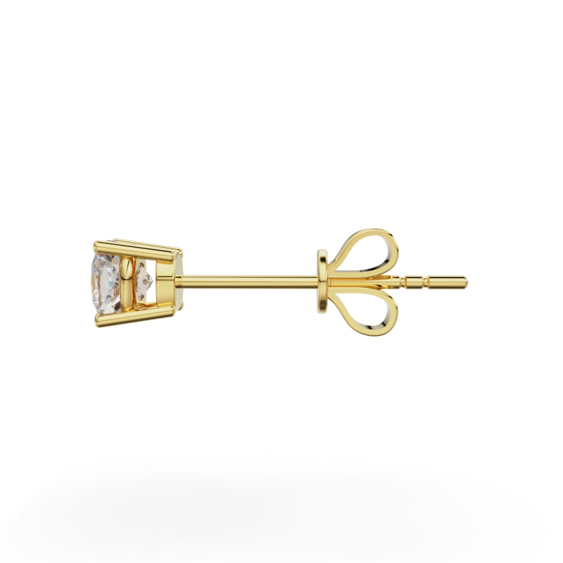 18K Yellow Gold Four Prong Stud Earrings - Circle of Diamond
