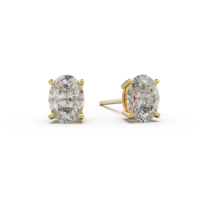 18K Yellow Gold Four Prong Stud Earrings - Circle of Diamond