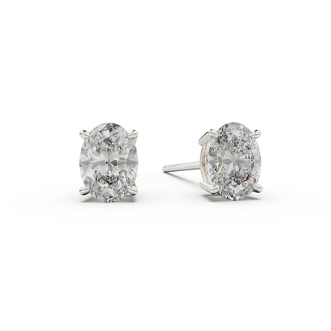 18K White Gold Four Prong Stud Earrings