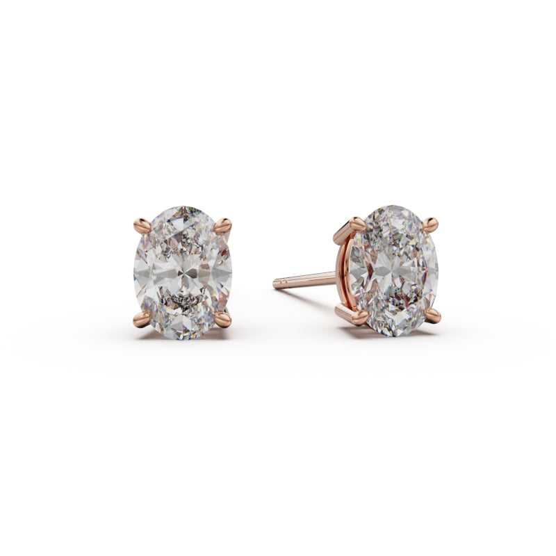 18K Rose Gold Four Prong Stud Earrings - Circle of Diamond