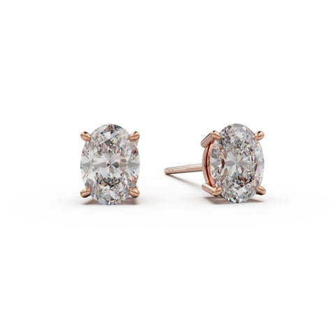 18K Rose Gold Four Prong Stud Earrings