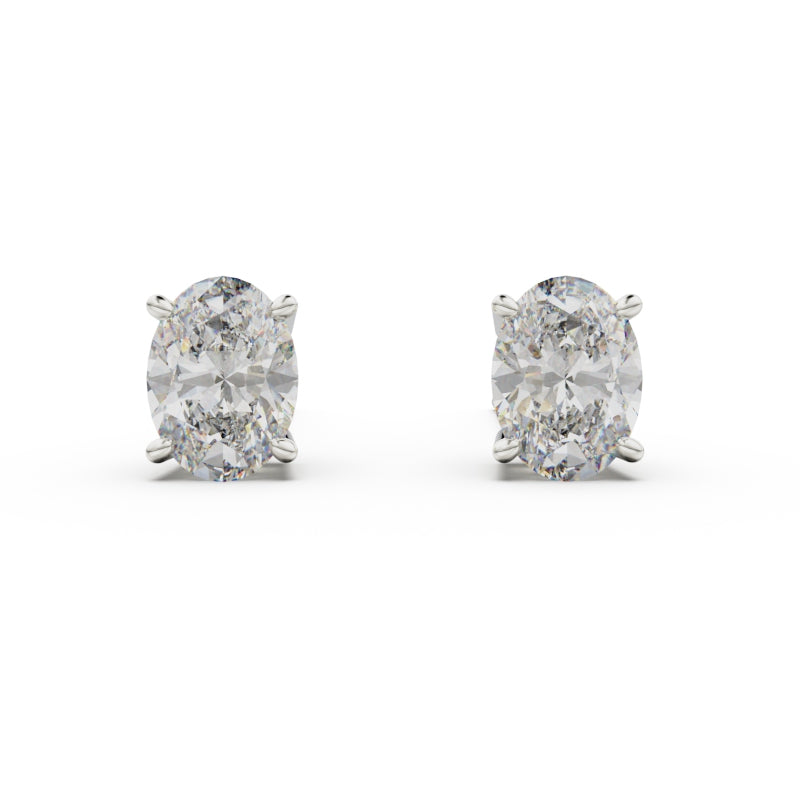 18K White Gold Four Prong Stud Earrings - Circle of Diamond