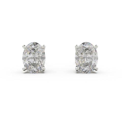 18K White Gold Four Prong Stud Earrings