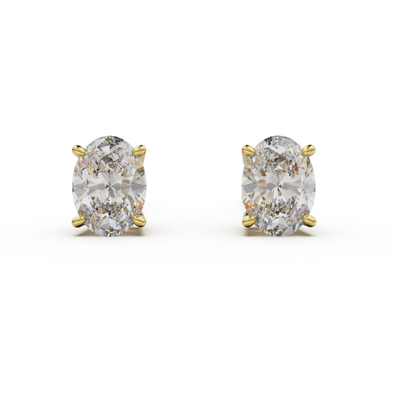 18K Yellow Gold Four Prong Stud Earrings - Circle of Diamond