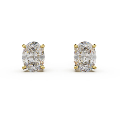 18K Yellow Gold Four Prong Stud Earrings