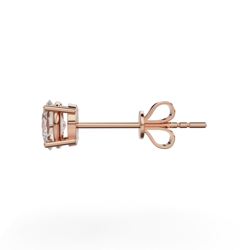 18K Rose Gold Four Prong Stud Earrings - Circle of Diamond