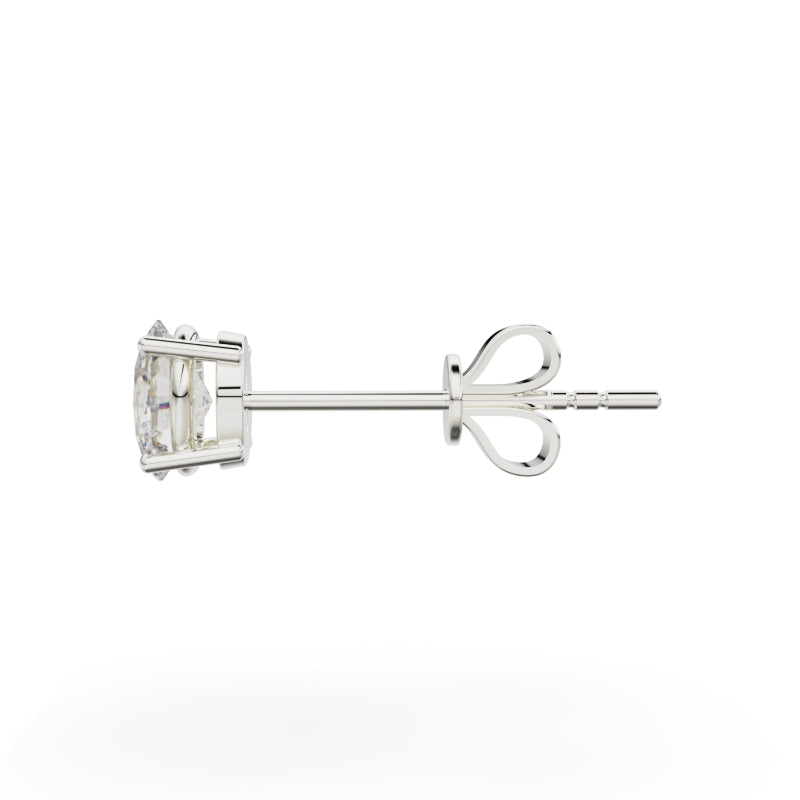 18K White Gold Four Prong Stud Earrings - Circle of Diamond