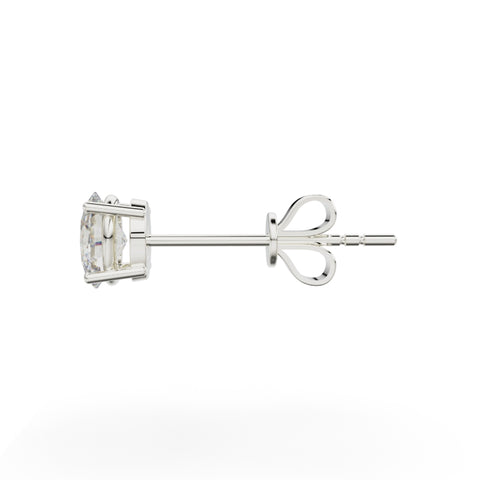 18K White Gold Four Prong Stud Earrings