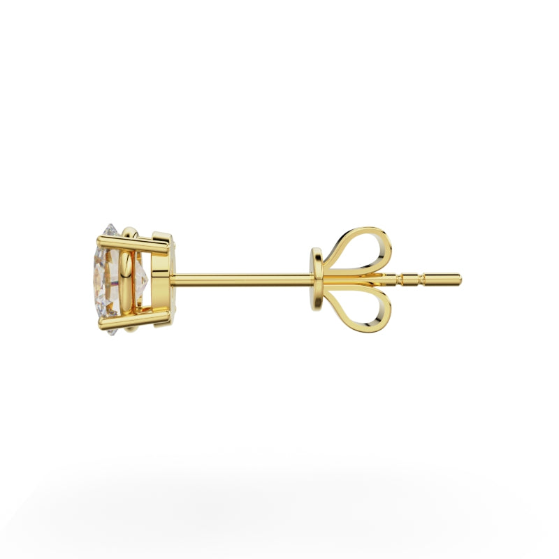 18K Yellow Gold Four Prong Stud Earrings - Circle of Diamond