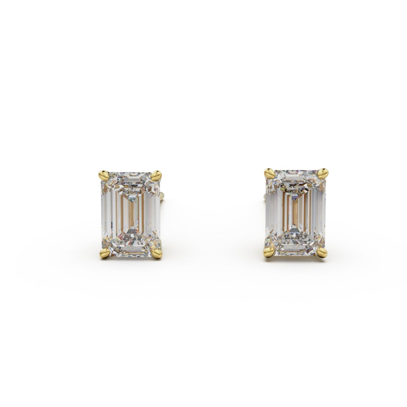 18K Yellow Gold Four Prong Stud Earrings - Circle of Diamond