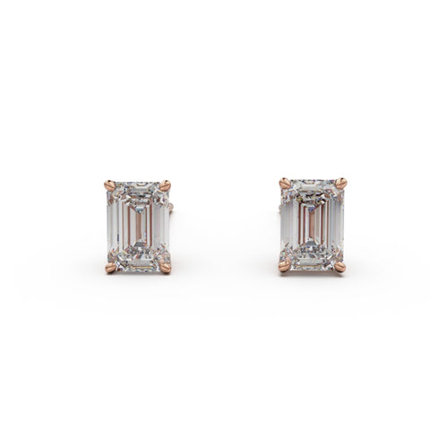 18K Rose Gold Four Prong Stud Earrings