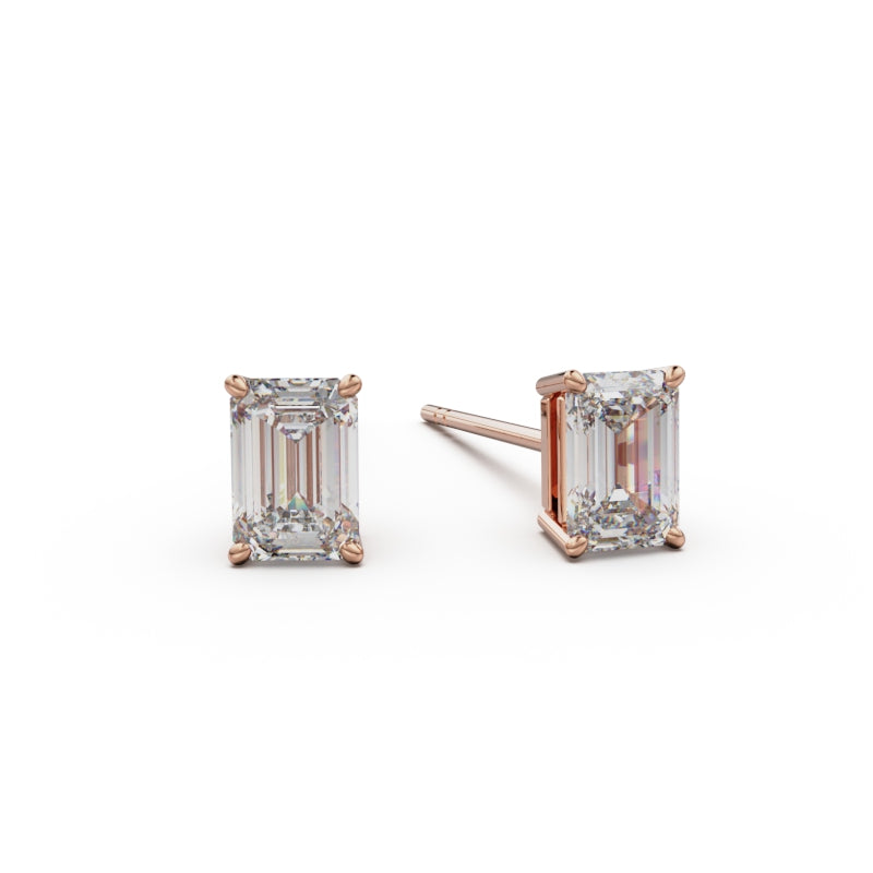 18K Rose Gold Four Prong Stud Earrings - Circle of Diamond