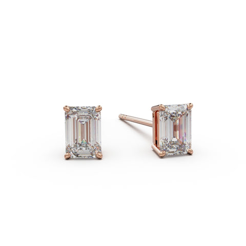 18K Rose Gold Four Prong Stud Earrings