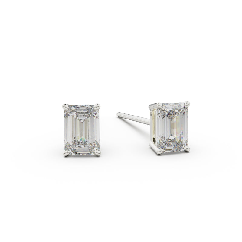 18K White Gold Four Prong Stud Earrings - Circle of Diamond