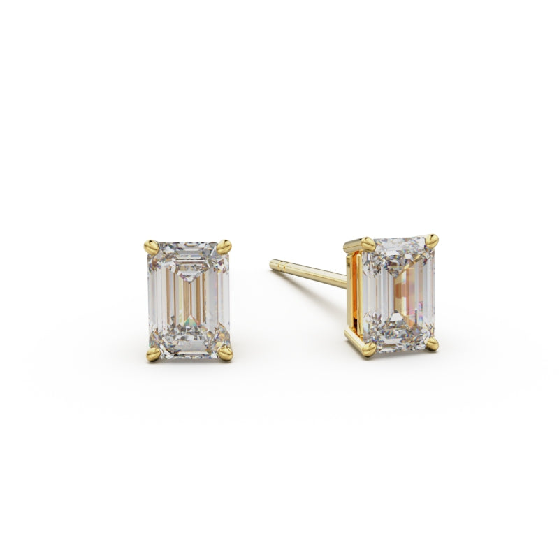 18K Yellow Gold Four Prong Stud Earrings - Circle of Diamond