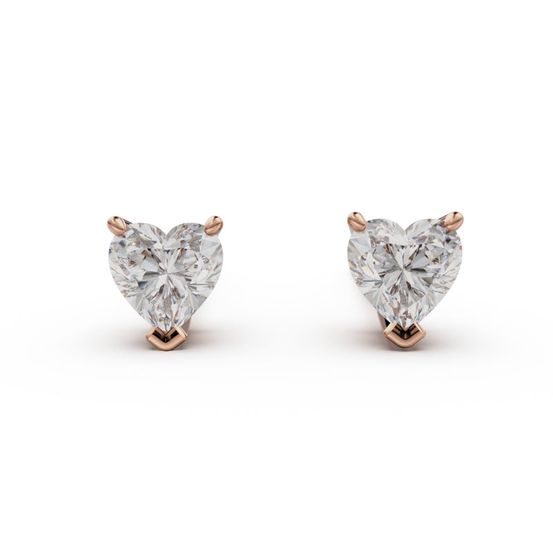 18K Rose Gold Four Prong Stud Earrings - Circle of Diamond