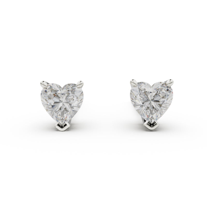 18K White Gold Four Prong Stud Earrings - Circle of Diamond