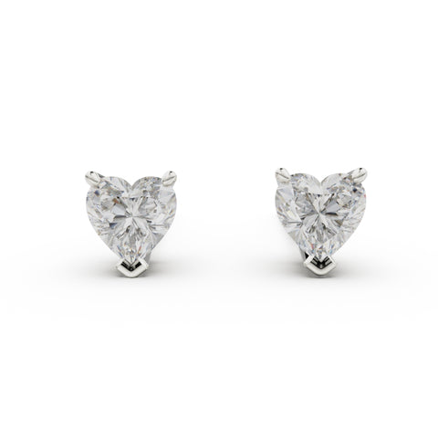 18K White Gold Four Prong Stud Earrings