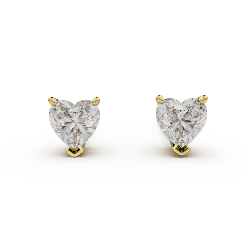 18K Yellow Gold Four Prong Stud Earrings - Circle of Diamond