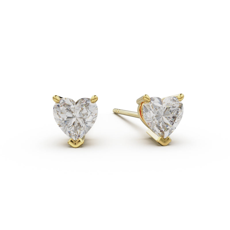 18K Yellow Gold Four Prong Stud Earrings - Circle of Diamond