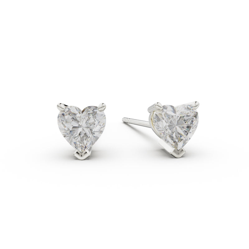 18K White Gold Four Prong Stud Earrings - Circle of Diamond