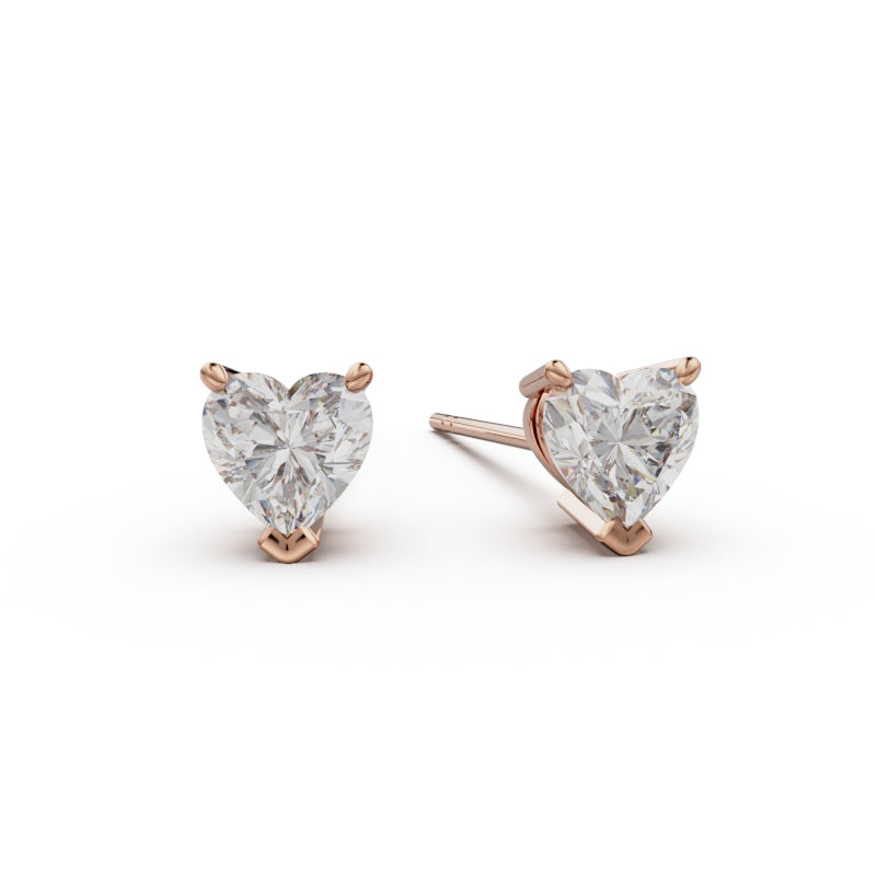 18K Rose Gold Four Prong Stud Earrings - Circle of Diamond