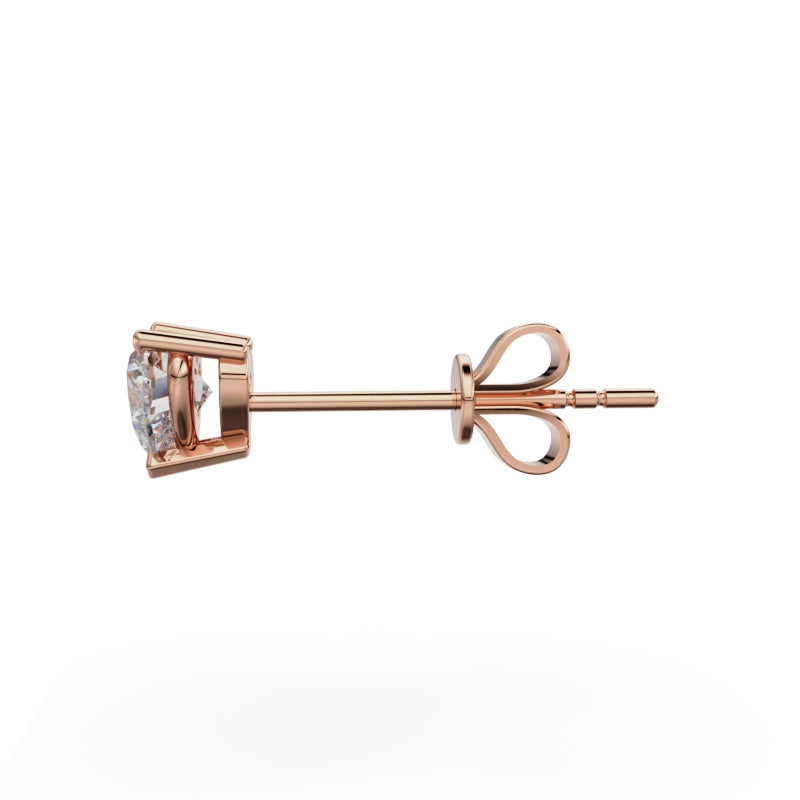 18K Rose Gold Four Prong Stud Earrings - Circle of Diamond